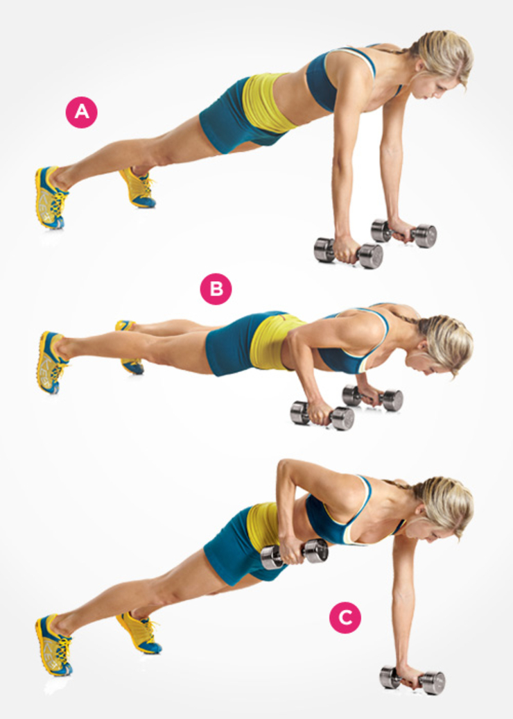 Dumbbell Pushup Row